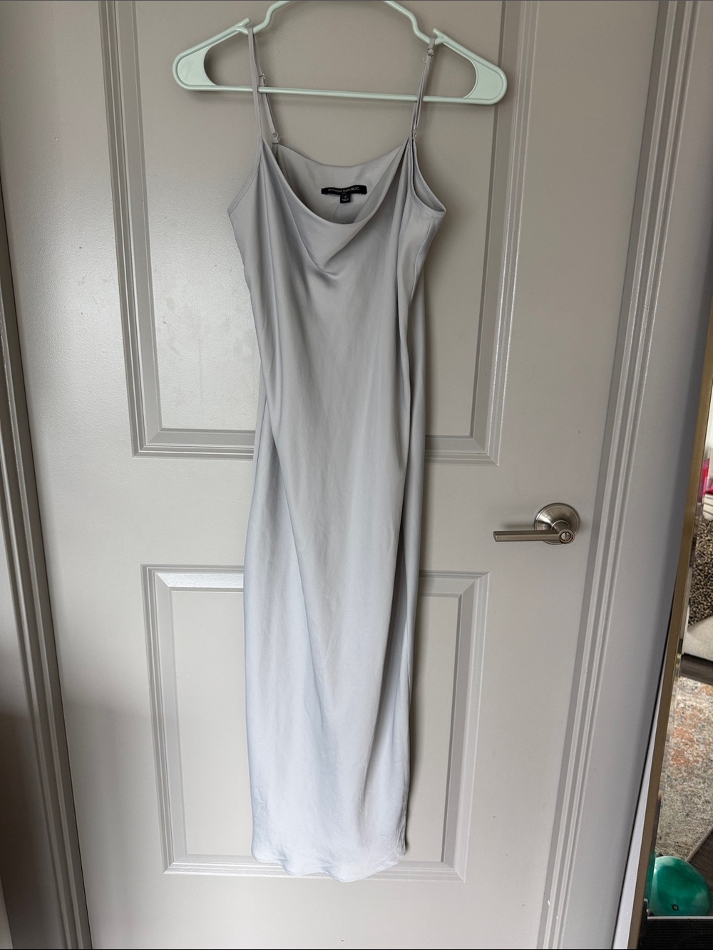 Banana Republic Light Gray Cowl Neck Midi Slip Dress